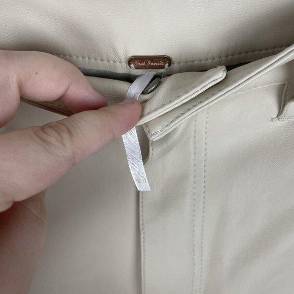 Free People Pants Rebel At Heart Vegan Leather Size 8 Straight Leg High Rise Tan - Picture 4 of 7